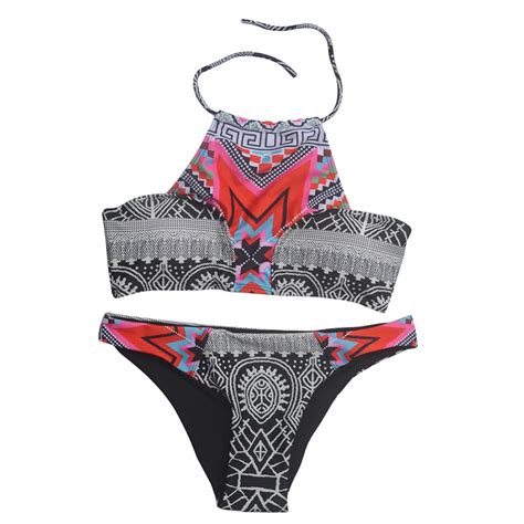 Women Sexy Print Patten Bikini Set Straps Push Up Swimwear Bathing