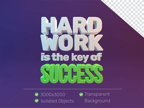 Premium Psd Hard Work Is The Key Of Success Motivational D Text