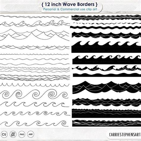 Wave Border Clipart, Water Border Image, Beach Digital Art, Instant Download, Summer Vacation ...