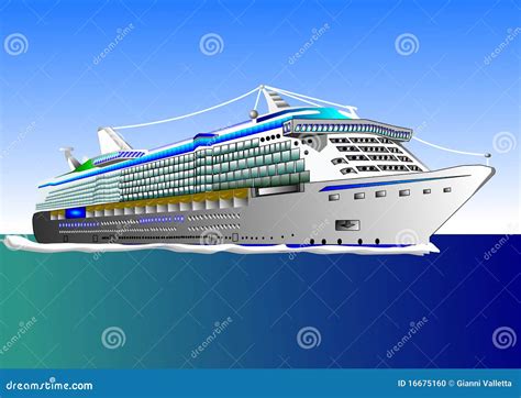 Illustration Vector Of Big Cruise Ship On The Sea Stock Vector