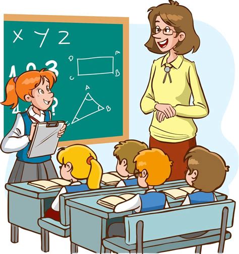 Teacher And Students Are Studying In The Classroom Cartoon Vector