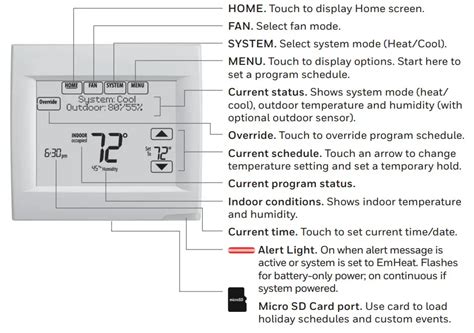 Honeywell Th8110r1008 Vision Pro 8000 Touch Screen Single Stage Thermostat User Guide