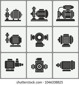 Water Pump Vector Icons Set Black Stock Vector Royalty Free