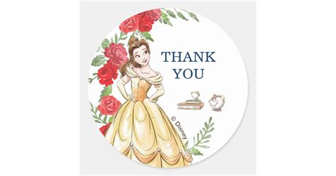 Be Our Guest Belle Birthday Classic Round Sticker | Zazzle