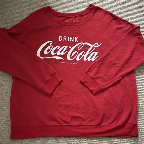 Coca Cola Women S Red And White Sweatshirt Depop