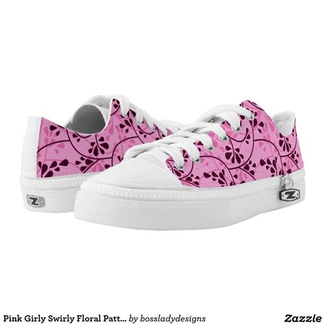 Pink Girly Swirly Floral Pattern Printed Shoes Shoe Print Floral