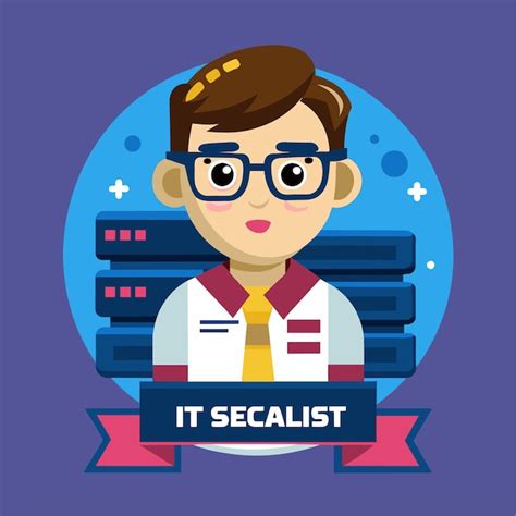 It Specialist Vector Character Flat Style Illustration Premium Ai