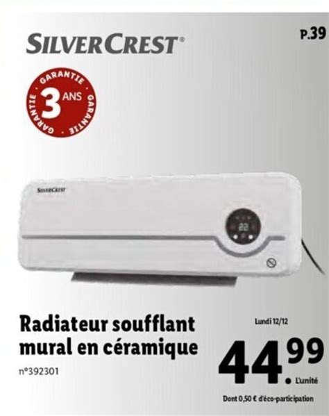 Promo Radiateur Soufflant Mural en Céramique chez Lidl