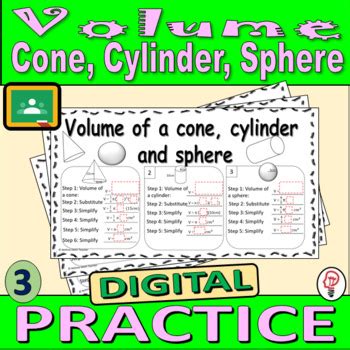 Volume Of Cone Cylinder And Sphere Digital Practice 8 G C 9