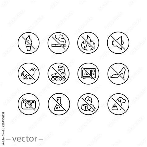 Prohibited Icon Set Forbidden Signs Such As Not Smoking No Making