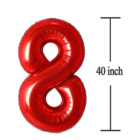 Getuscart Number Balloons Red Big Giant Jumbo Number Foil Mylar