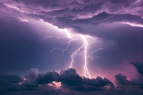 Premium Photo | Sky and clouds with lightning.