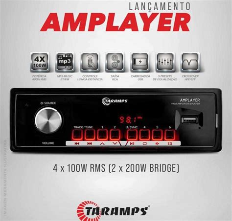 Amplayer Taramps Rms Canais M Dulo Player Controle Longa