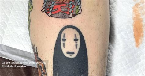 Calcifer And No Face Tattoos Located On The Shin