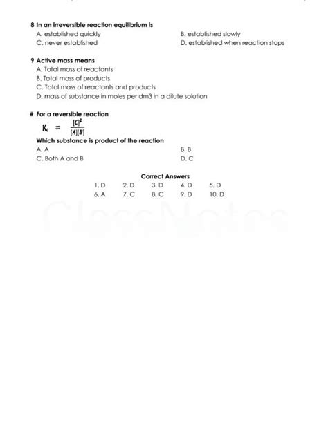 Solution Chemical Equilibrium Mcqs Studypool