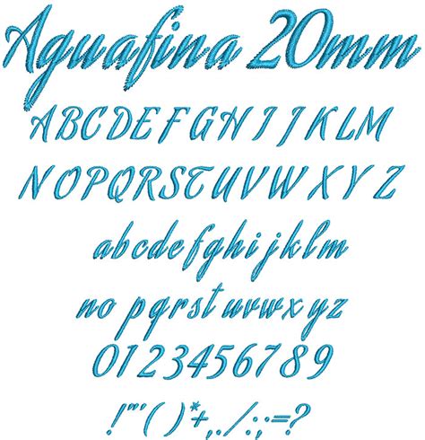 ESA Embroidery Font Agunafina 20mm