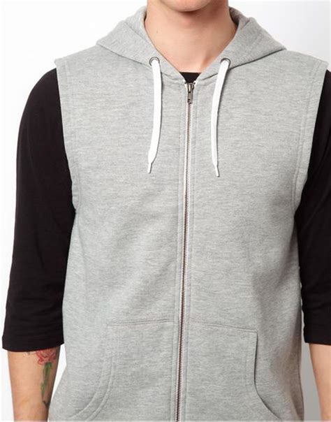 Asos Sleeveless Hoodie In Gray For Men Grey Lyst