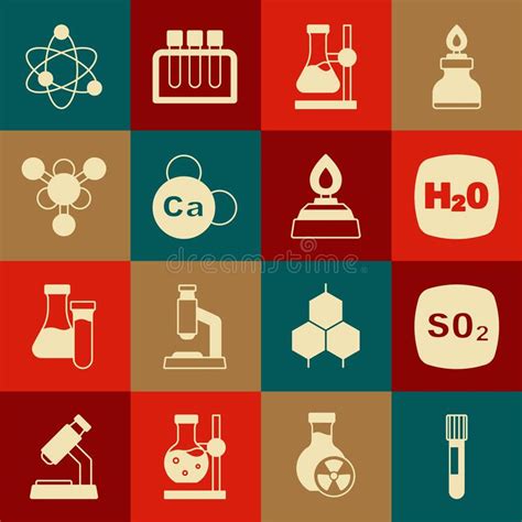 Set Test Tube Sulfur Dioxide So2 Chemical Formula H2o Flask On Stand