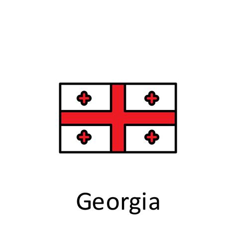 National Flag Of Georgia In Simple Colors With Name Vector Icon