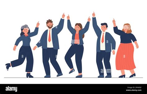 Business People Standing With Hands Up Together Stock Vector Image