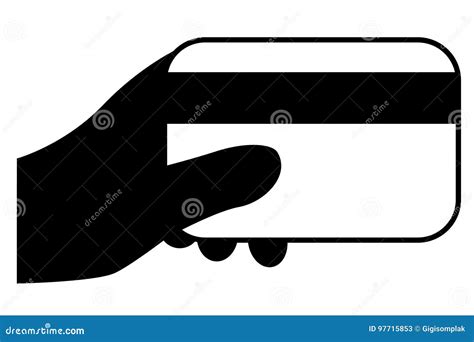 Silhouette Hand Holding Debit Or Credit Card Stock Vector