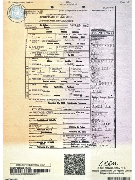 Psa Birth Certificate Pdf