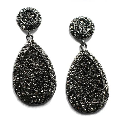 2018 New Fashion Women Statement New Design Big Black Crystal Stud