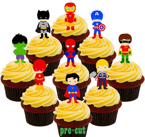 Buy Made4You Superhero Party Pack Pre Cut Edible Cupcake Toppers