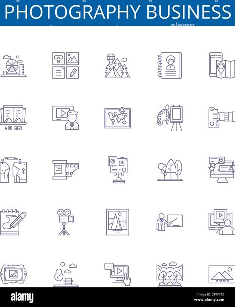 Photography Business Line Icons Signs Set Design Collection Of