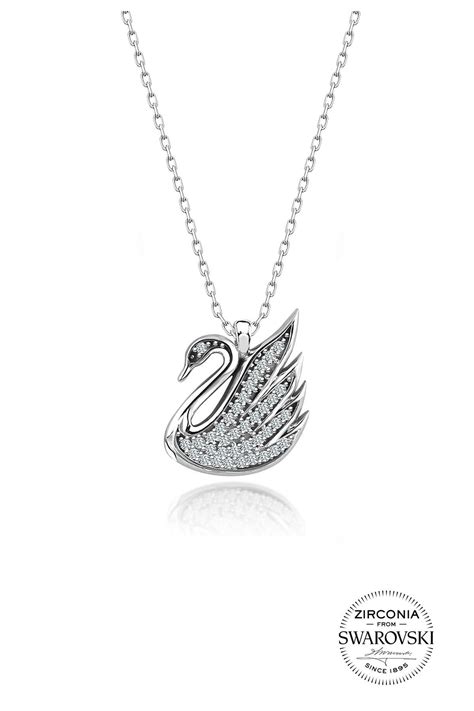 Diamond Model Swan Necklace With Swarovski Stones