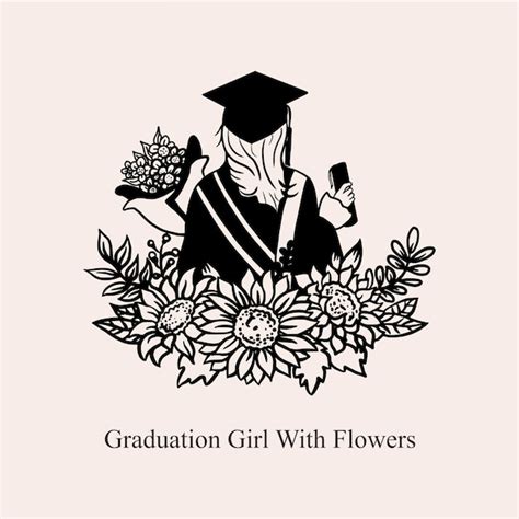 Premium Vector Happy Graduation Girl With Flowers