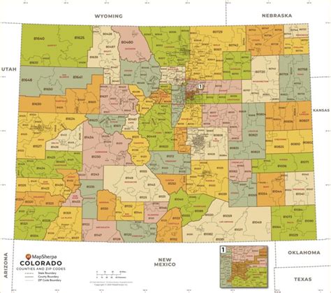 Colorado Zip Code Map With Counties By Mapsherpa The Map Shop