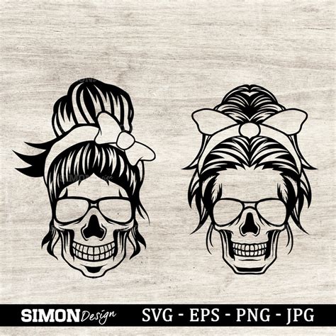 Skull Mom Svg Mom Skull Svg Messy Bun Skull Svg Mom Life Svg