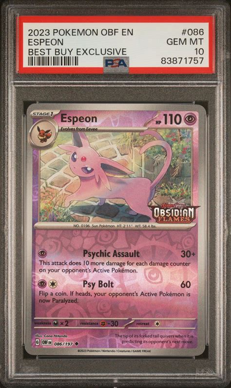 Pokemon Obf En Obsidian Flames Espeon Psa Gamestop