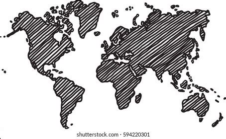 Freehand World Map Sketch On White Stock Vector Royalty Free