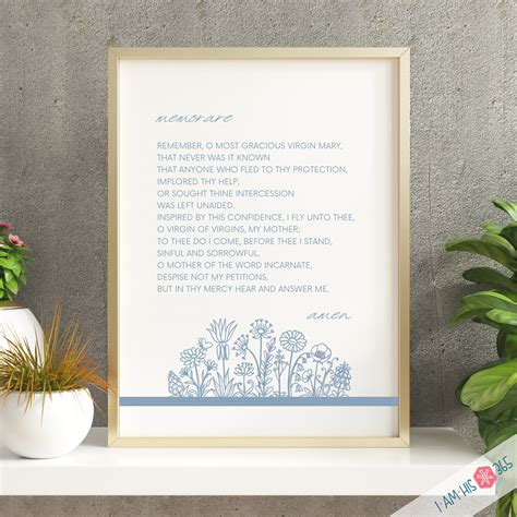 Memorare Prayer Print - Catholic Prayer Print, Printable Catholic ...