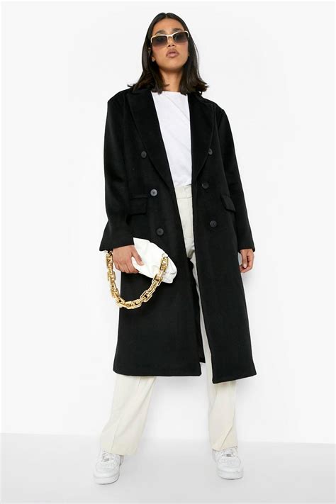 Shoulder Pad Wool Look Coat Boohoo Ie