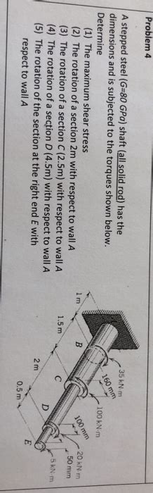 Solved Problem A Stepped Steel G Gpa Shaft All Solid Chegg