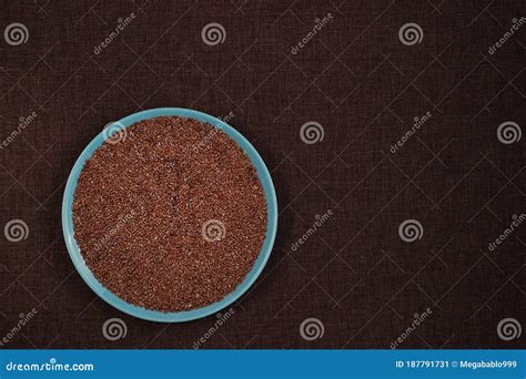 Healthy Flux Seeds In A Bowl On The Table Close Up Text Space Stock