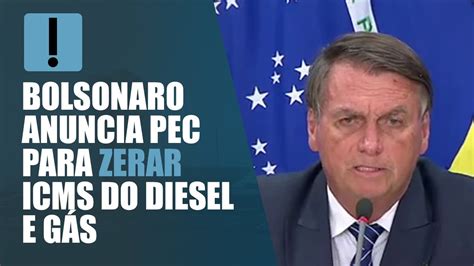 Bolsonaro anuncia PEC para zerar ICMS do diesel e gás benefício