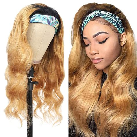 Amazon HeumHrn 1B27 Headband Wig Human Hair Blonde Color 26 Inch