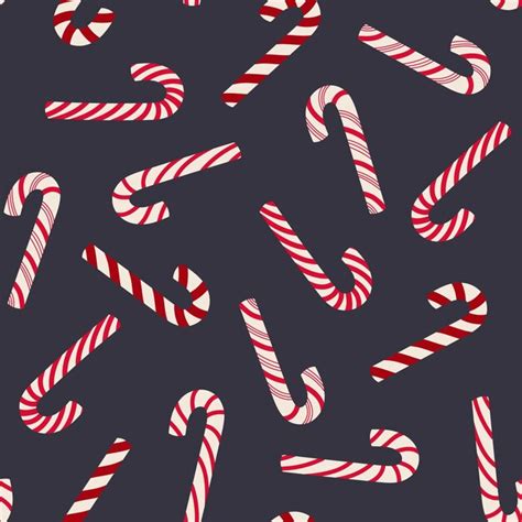 Premium Vector Christmas Seamless Pattern With Candy Canes On Dark