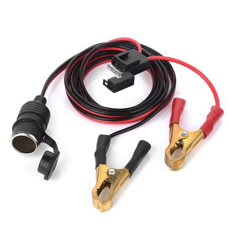 12V 24V Female Car Cigarette Lighter Socket To Battery Alligator Clip