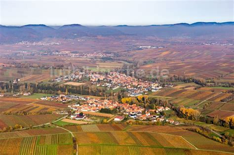 Luftbild Heuchelheim Klingen Strukturen der Herbstlich bunt gefärbte