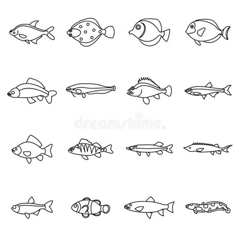 Sistema De Los Iconos De Los Pescados Ilustraci N Del Vector