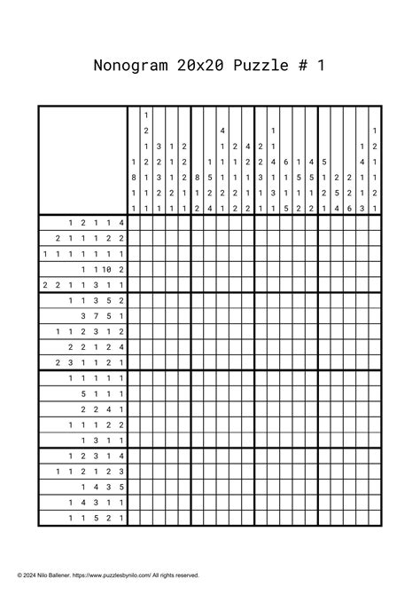 Free Downloadable Nonogram Puzzle Large # 1 — Puzzles By Nilo