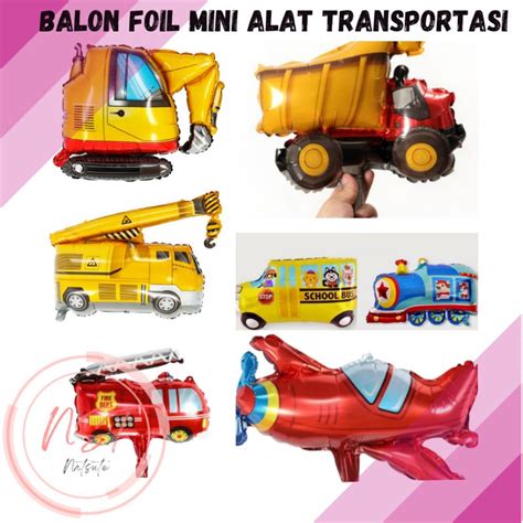 Jual Balon Foil Mini Alat Transportasi Pesawat Crane Tank Bus Shopee