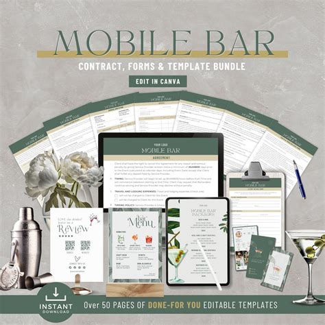 Mobile Bartending Contract Bundle With Agreement Forms Mobile Bar