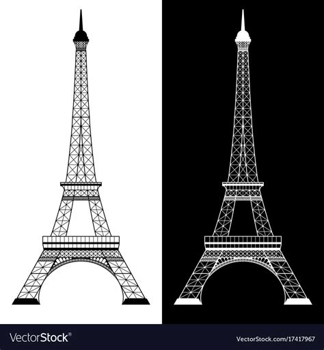 Eiffel tower on white and black Royalty Free Vector Image