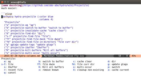 Easily arrange hydra into a matrix · (or emacs